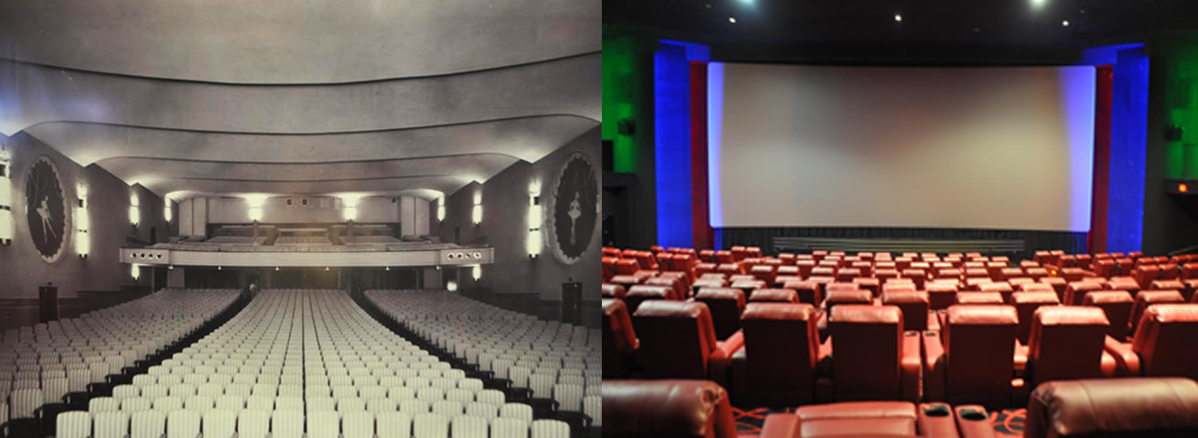  Before and after photos highlight the renovations made to the movie theater. Maysa Daoud / Contributor