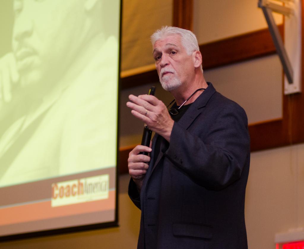 Recovering from the three lies: Joe Ehrmann speaking on his struggle in recovering from an abusive father who he says gave him all the wrong ideas about manhood. Ryan Quinn/ Photo Editor